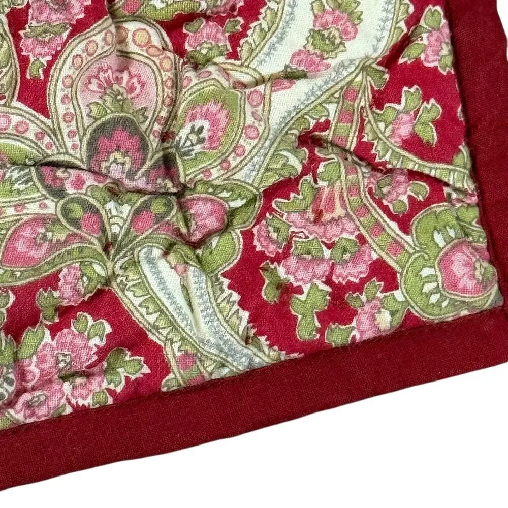 Pottery Barn 100% Cotton Red Georgia Quilted Pillow Sham Standard Size Paisley